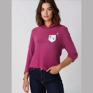 Reebok Long Sleeve Waffle Knit Thermal Hoodie Top Crossfit Reverse Arm Medium